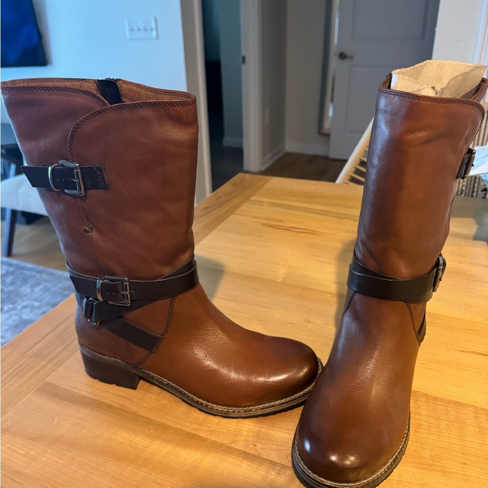 Clarks Brown Leather Combat Boots